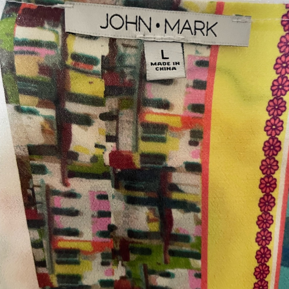 John Mark Colorful Patterned Kimono Cardigan. Boho. size Large. Like new! - Picture 7 of 13